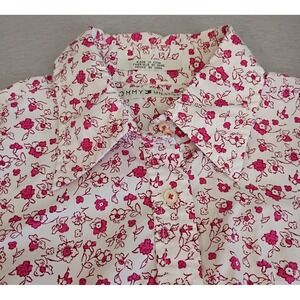 Vtg Y2K Tommy Hilfiger Womens Button Down Shirt Pink Floral Long Sleeve Sz 10